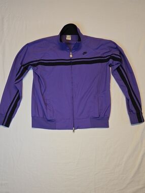 Nike Purple Full Zip Lightweight Track Jacket with Black Stripes Vintage Y2K